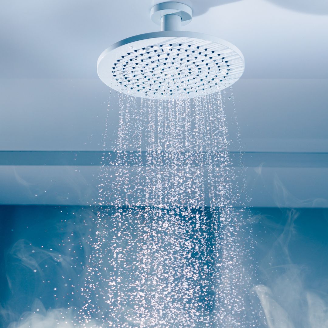 hot shower producing steam
