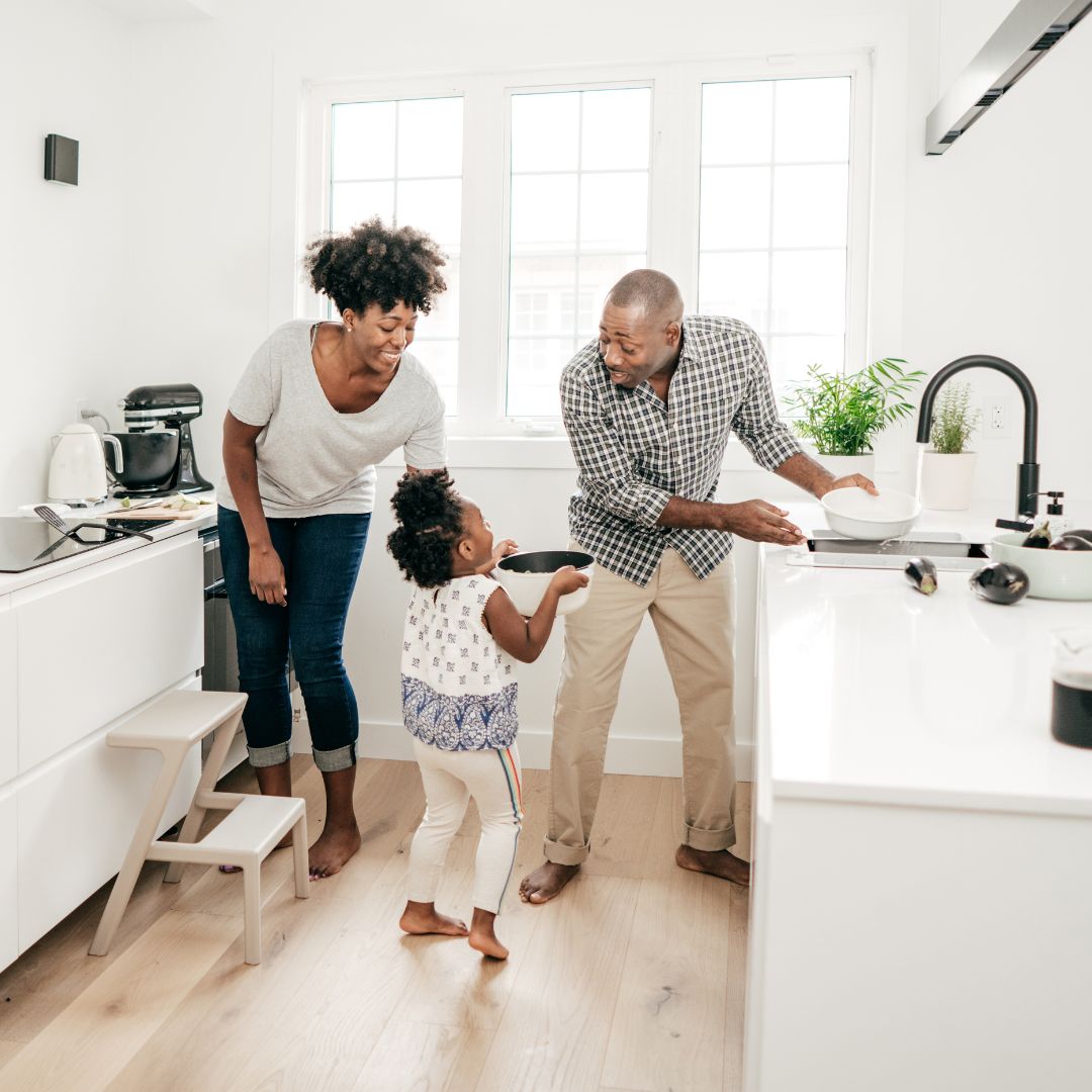 Happy family cooking in the kitchen